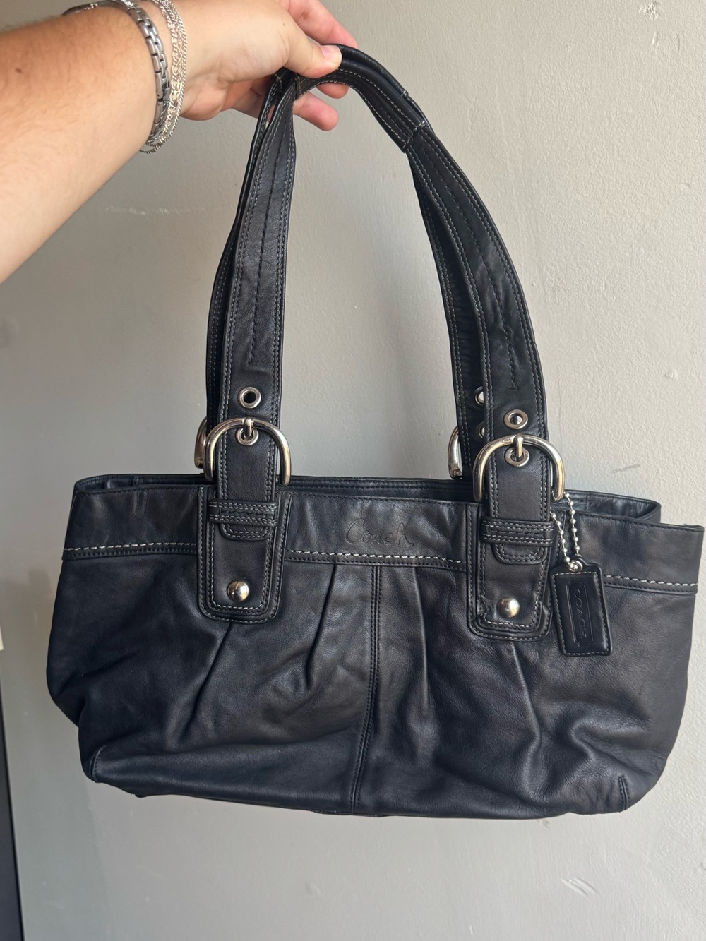 Coach Black Leather Soho Double-Handle Shoulder Tote